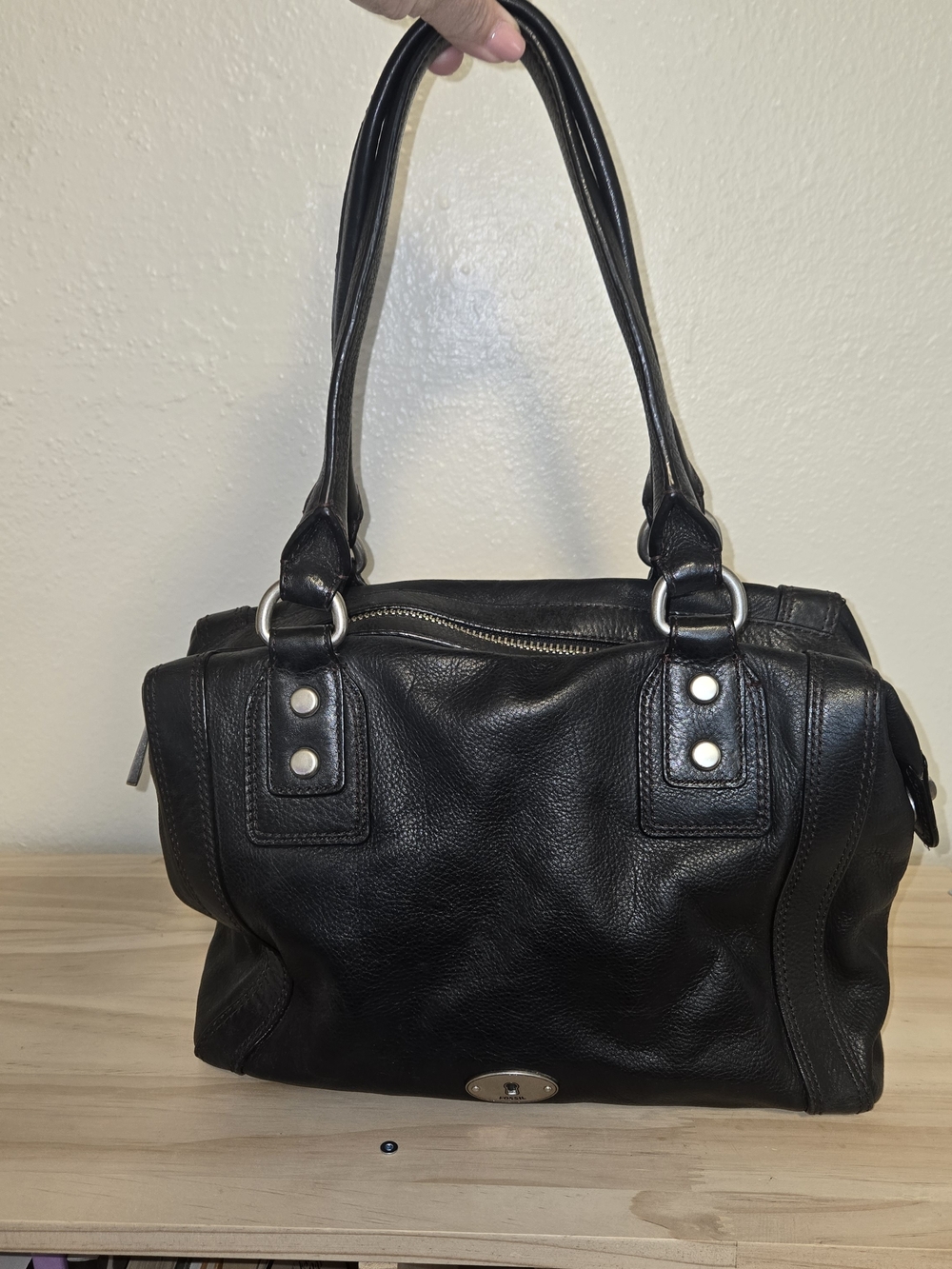 Fossil Black Leather Satchel Handbag